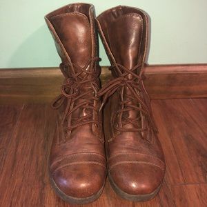 Brown combat boots